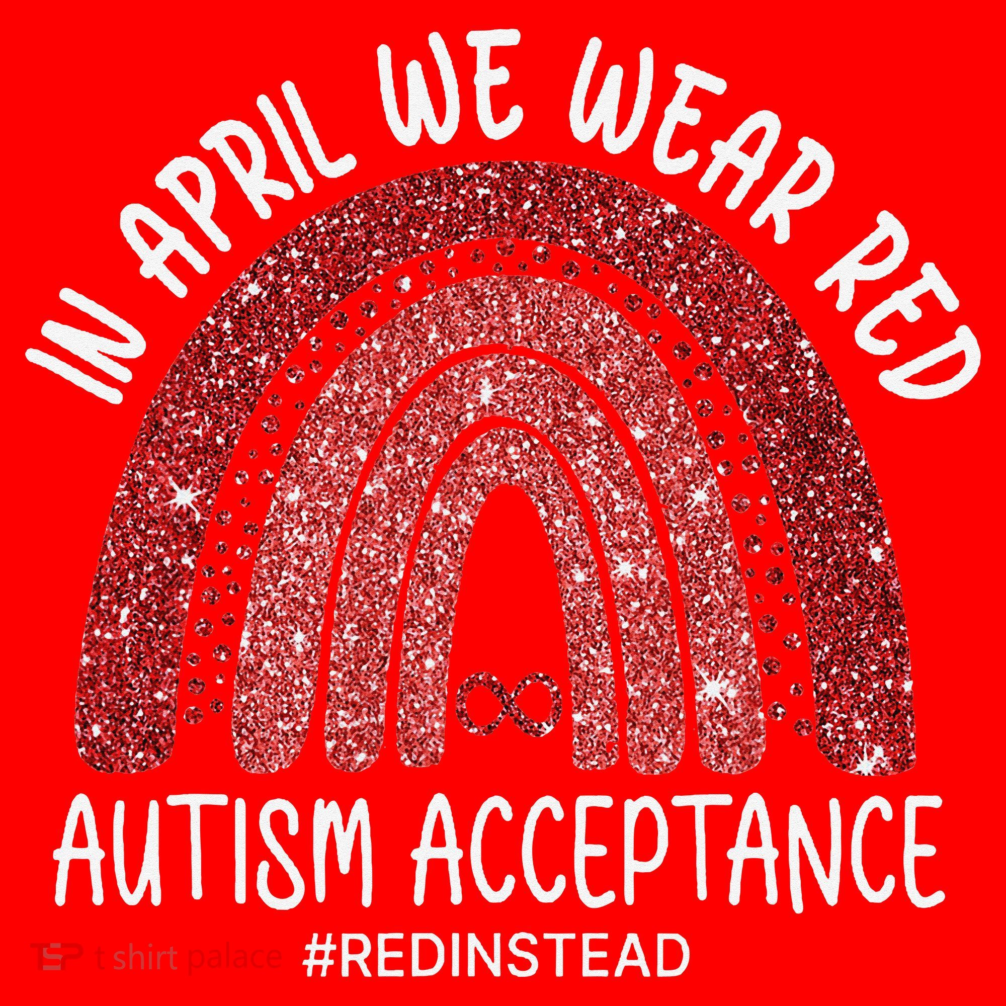 In April We Wear Red Autism Awareness Acceptance Red Santa Hat