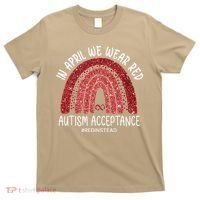 In April We Wear Red Autism Awareness Acceptance Red T-Shirt thumb 0