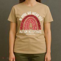 In April We Wear Red Autism Awareness Acceptance Red T-Shirt thumb 4
