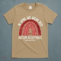In April We Wear Red Autism Awareness Acceptance Red T-Shirt thumb 5