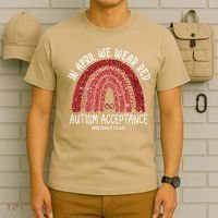 In April We Wear Red Autism Awareness Acceptance Red T-Shirt thumb 6