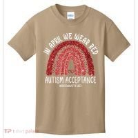In April We Wear Red Autism Awareness Acceptance Red Kids T-Shirt thumb 0