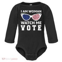 I Am Woman Watch Me Vote Baby Long Sleeve Bodysuit thumb 0