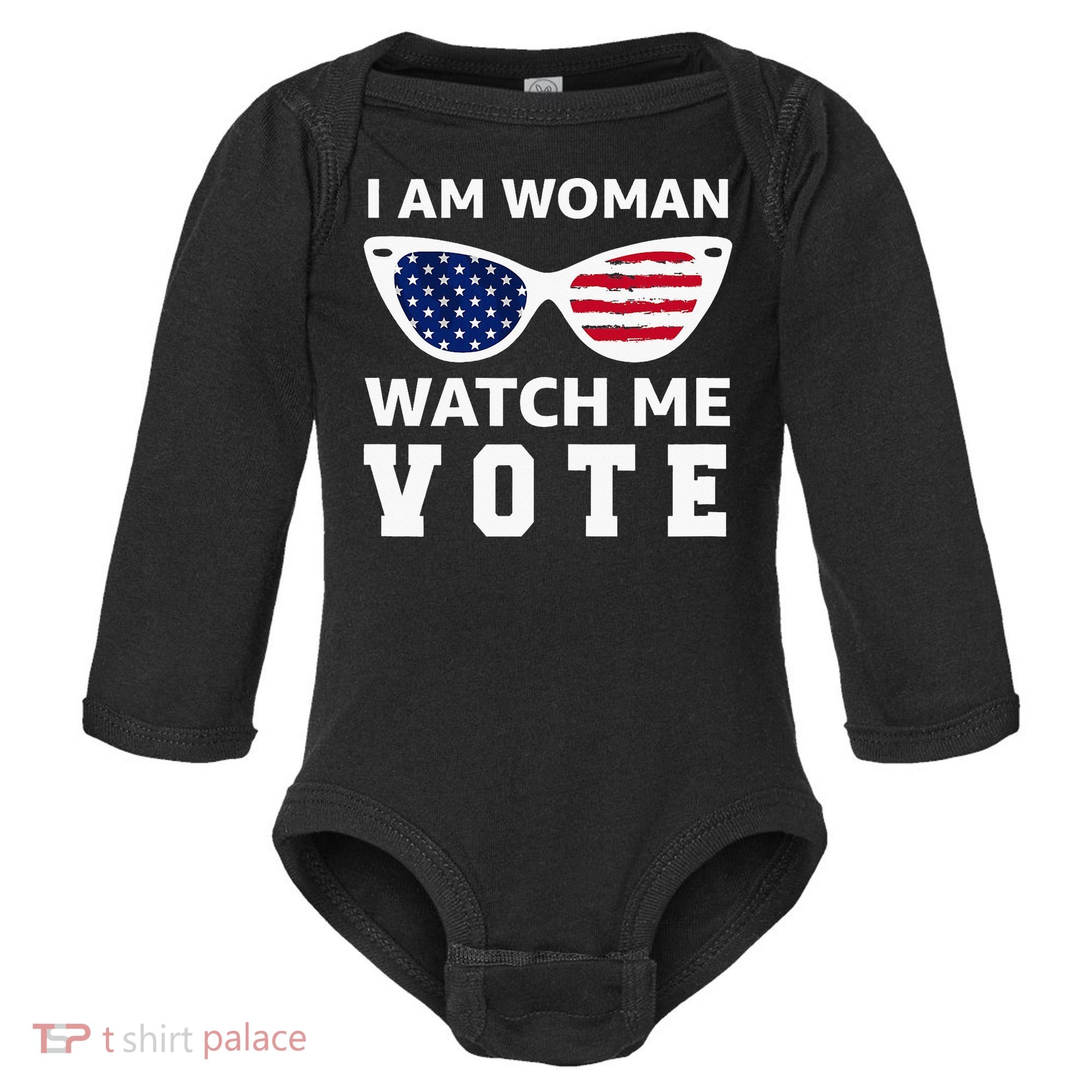 I Am Woman Watch Me Vote Baby Long Sleeve Bodysuit