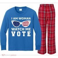 I Am Woman Watch Me Vote Kids Long Sleeve Plaid Pajama Set thumb 0