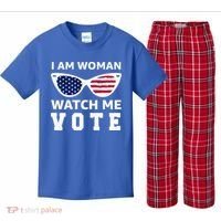 I Am Woman Watch Me Vote Kids Plaid Pajama Set thumb 0