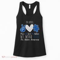 In April We Wear Blue For Autism Peace Love Women's Tank Top thumb 0