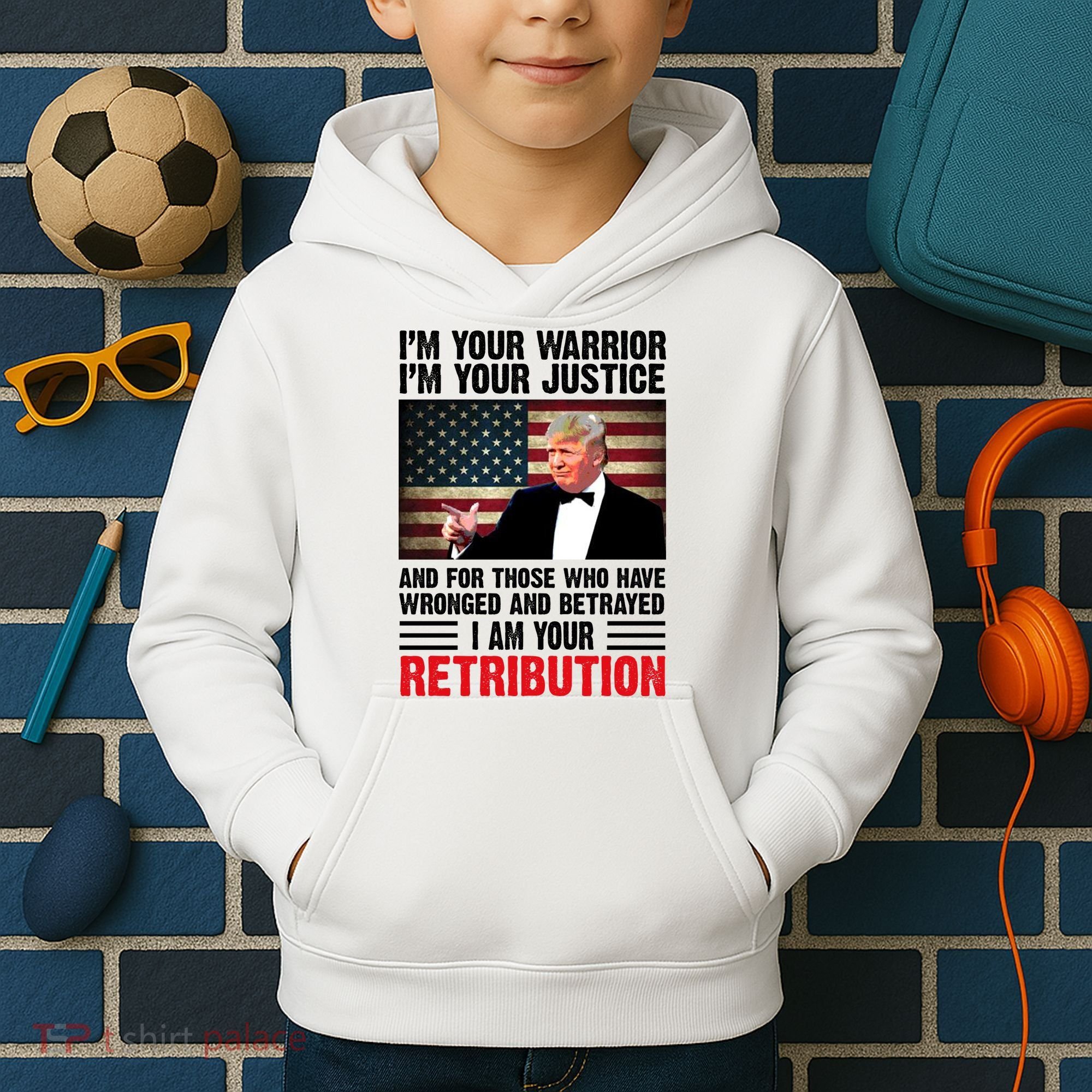 I Am Your Retribution Pro Donald Trump Usa Kids Hoodie