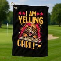 I Am Yelling Carl Golf Towel thumb 1