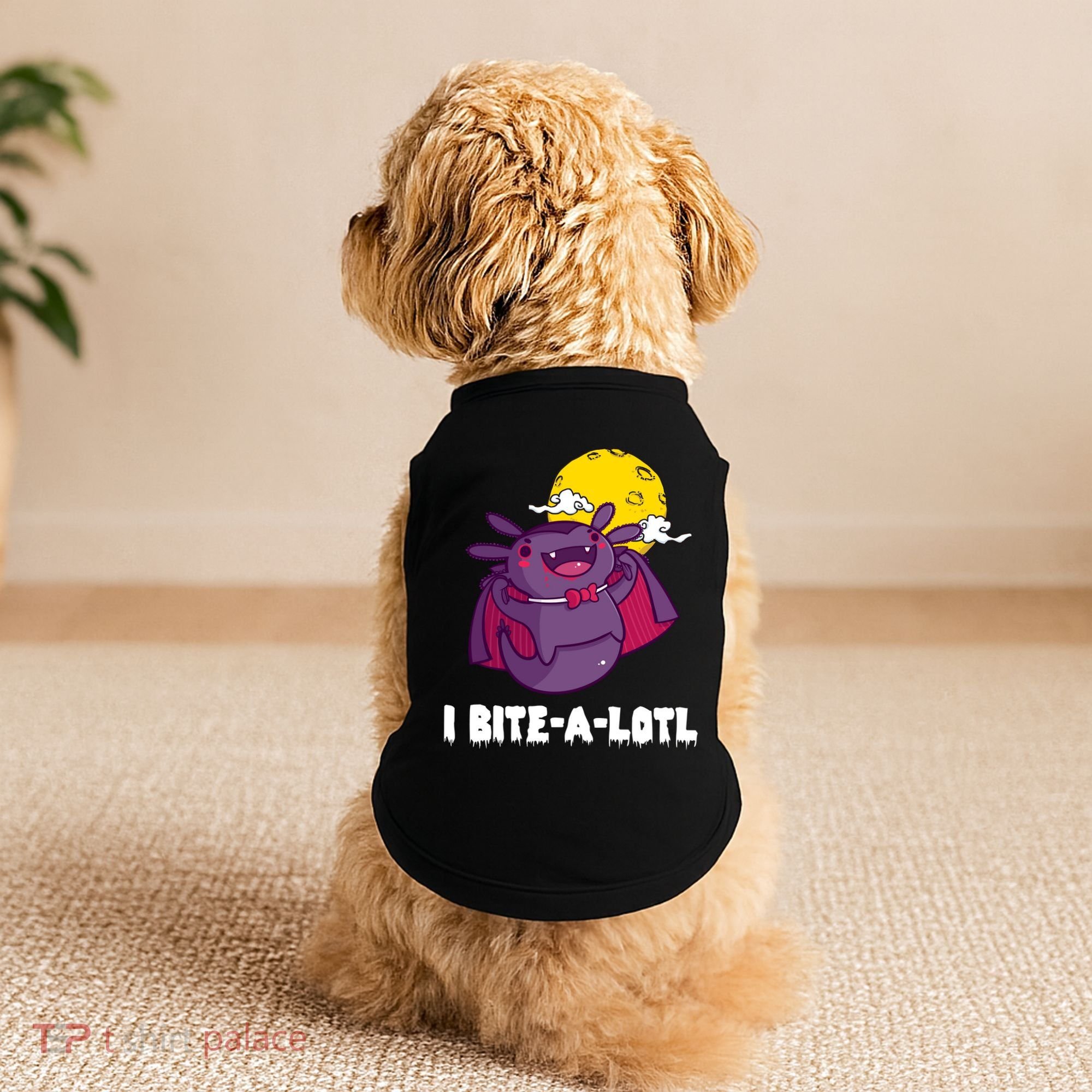 I Bite A Lot Axolotl Funny Halloween Vampire Doggie Tank