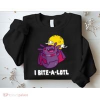 I Bite A Lot Axolotl Funny Halloween Vampire Sweatshirt thumb 2