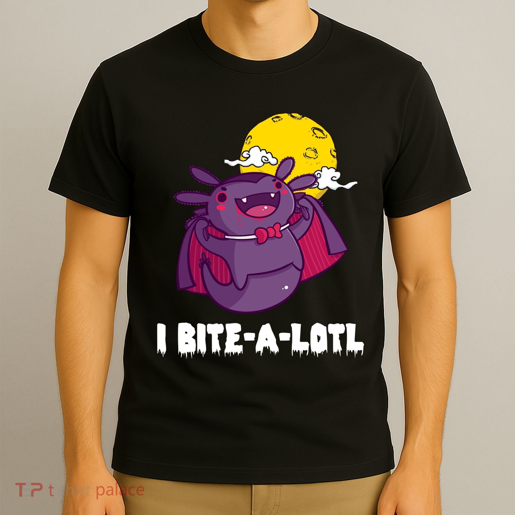 I Bite A Lot Axolotl Funny Halloween Vampire T-Shirt