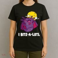 I Bite A Lot Axolotl Funny Halloween Vampire T-Shirt thumb 4