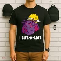 I Bite A Lot Axolotl Funny Halloween Vampire T-Shirt thumb 6
