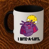 I Bite A Lot Axolotl Funny Halloween Vampire Coffee Mug thumb 2
