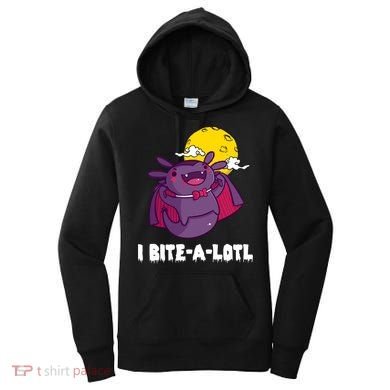 I Bite A Lot Axolotl Funny Halloween Vampire Women's Hoodie
