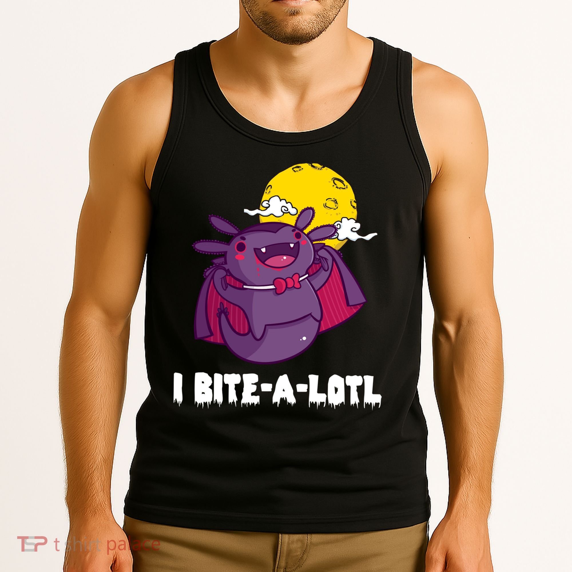 I Bite A Lot Axolotl Funny Halloween Vampire Tank Top