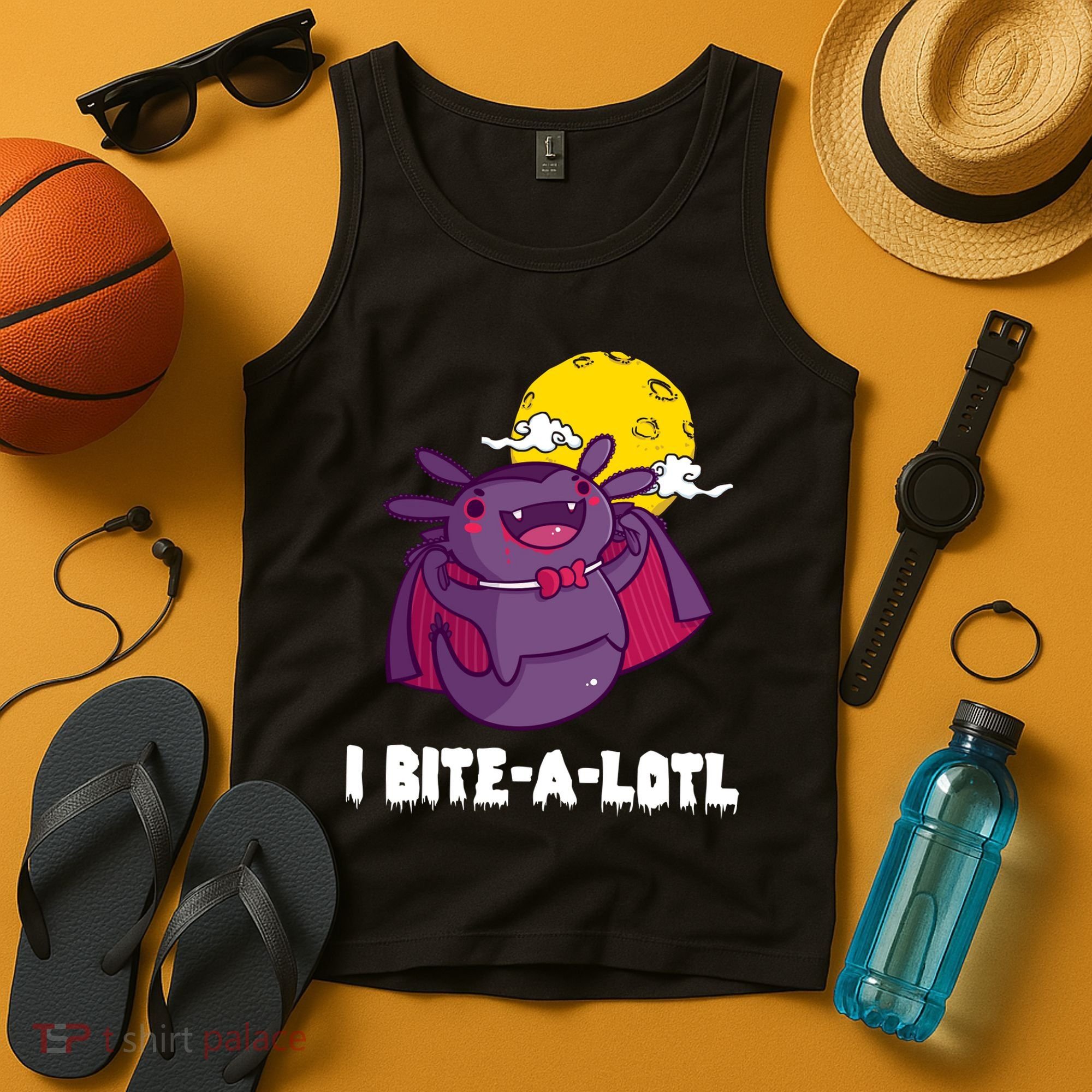 I Bite A Lot Axolotl Funny Halloween Vampire Tank Top