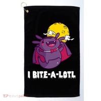 I Bite A Lot Axolotl Funny Halloween Vampire Golf Towel thumb 0