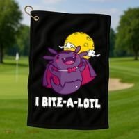 I Bite A Lot Axolotl Funny Halloween Vampire Golf Towel thumb 1