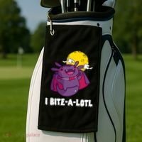 I Bite A Lot Axolotl Funny Halloween Vampire Golf Towel thumb 2
