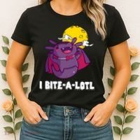 I Bite A Lot Axolotl Funny Halloween Vampire Women's T-Shirt thumb 2