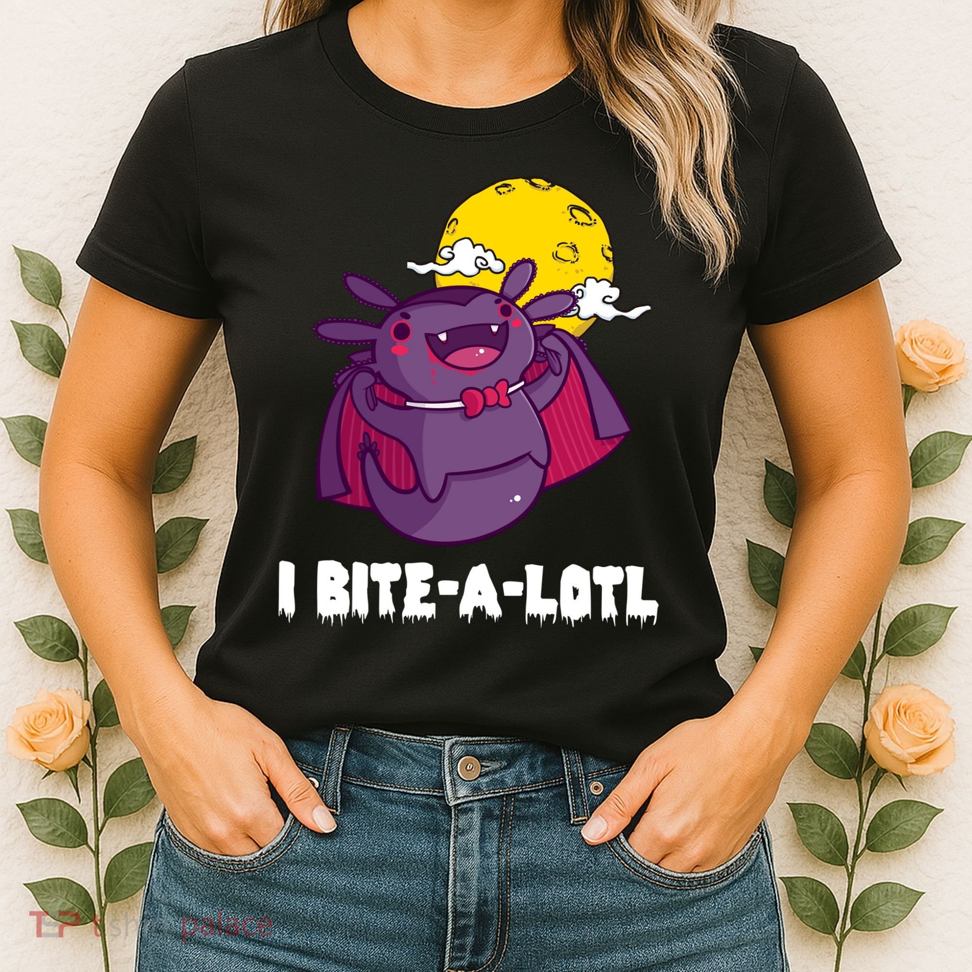 I Bite A Lot Axolotl Funny Halloween Vampire Women's T-Shirt