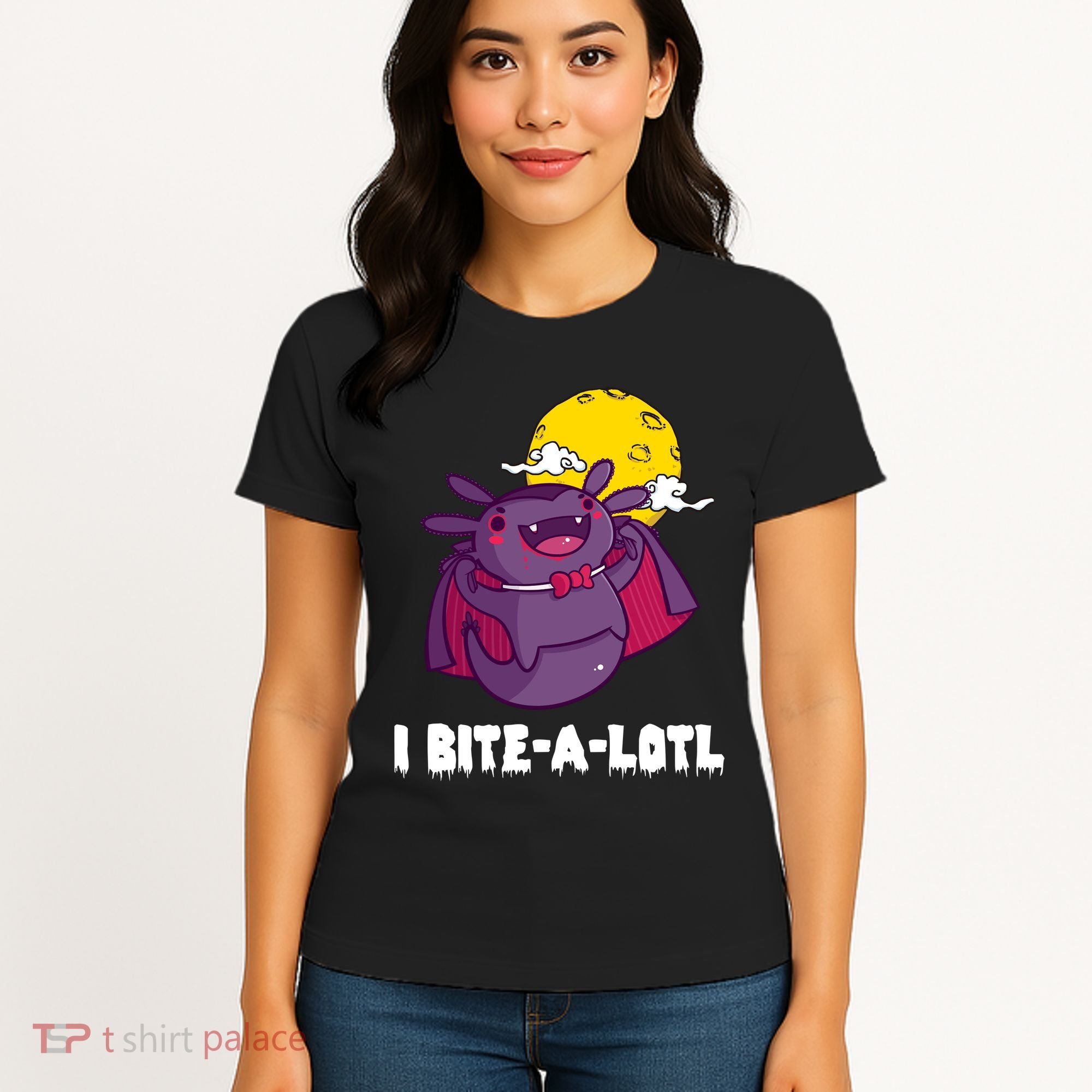I Bite A Lot Axolotl Funny Halloween Vampire Women's T-Shirt