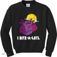 I Bite A Lot Axolotl Funny Halloween Vampire Kids Sweatshirt thumb 0