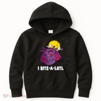 I Bite A Lot Axolotl Funny Halloween Vampire Kids Hoodie thumb 0