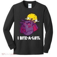 I Bite A Lot Axolotl Funny Halloween Vampire Kids Long Sleeve Shirt thumb 0