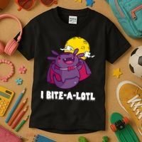 I Bite A Lot Axolotl Funny Halloween Vampire Kids T-Shirt thumb 3