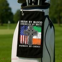Irish By Blood American By Birth Patriot By Choice Ireland Golf Towel thumb 2