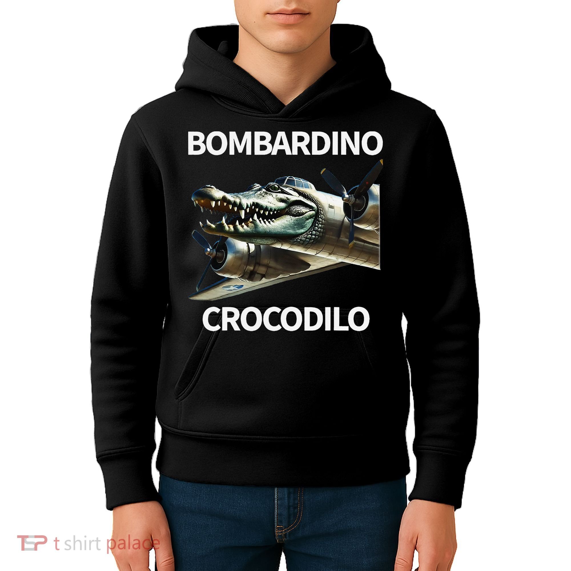 Italian Brainrot Bombardino Crocodilo Kids Hoodie