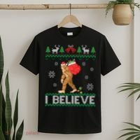 I Believe Bigfoot Christmas T-Shirt thumb 2