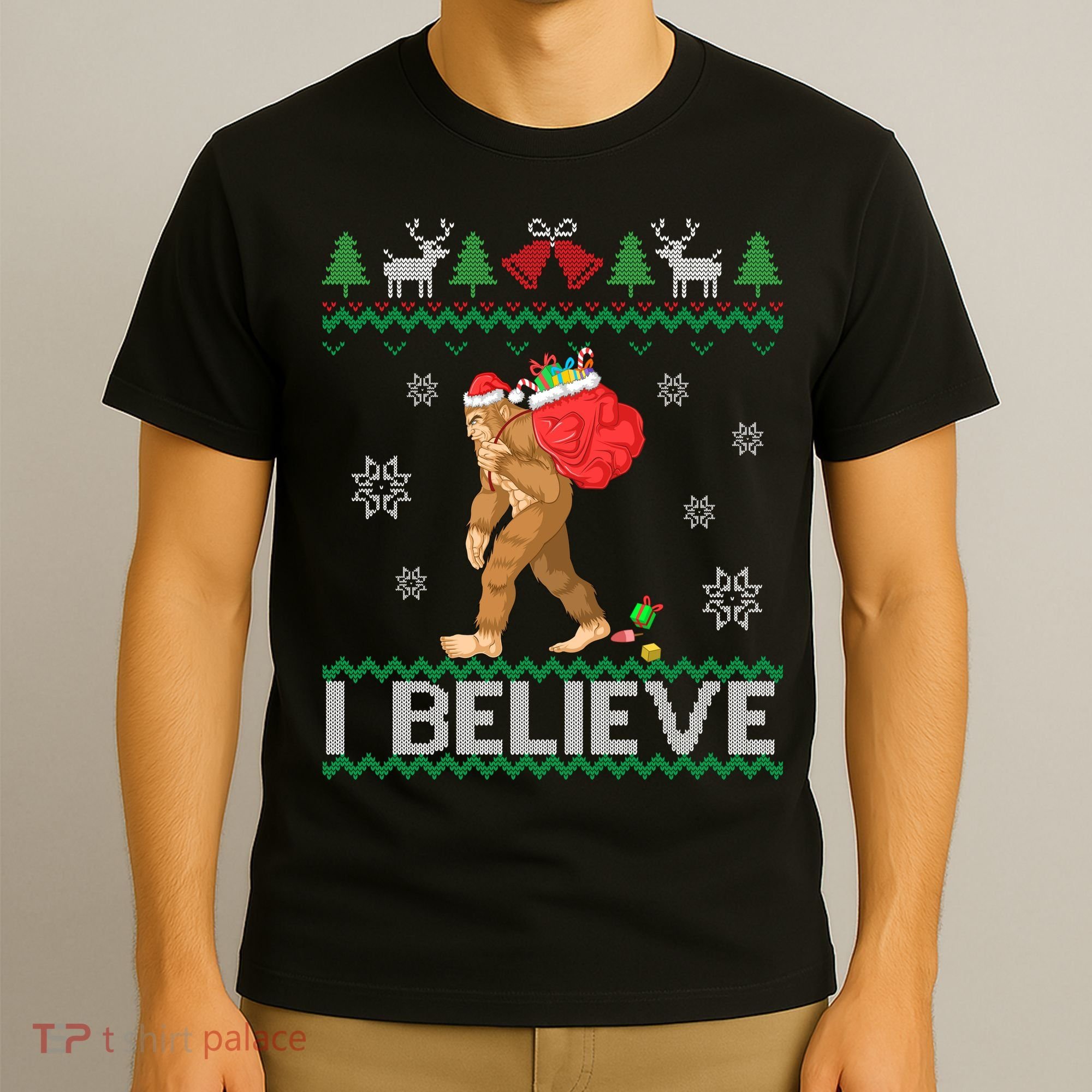 I Believe Bigfoot Christmas T-Shirt