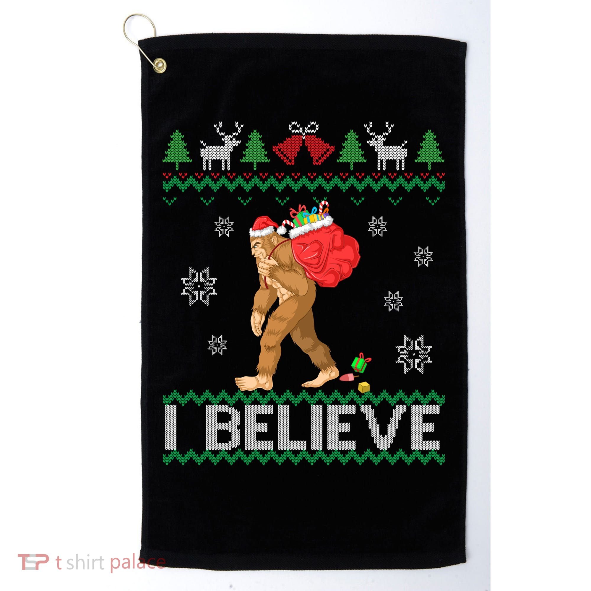 I Believe Bigfoot Christmas Golf Towel