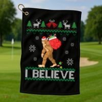 I Believe Bigfoot Christmas Golf Towel thumb 1