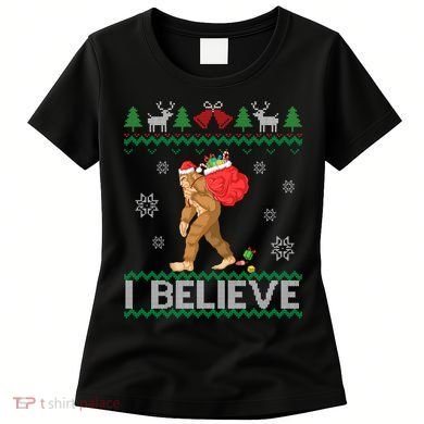 I Believe Bigfoot Christmas Women's T-Shirt