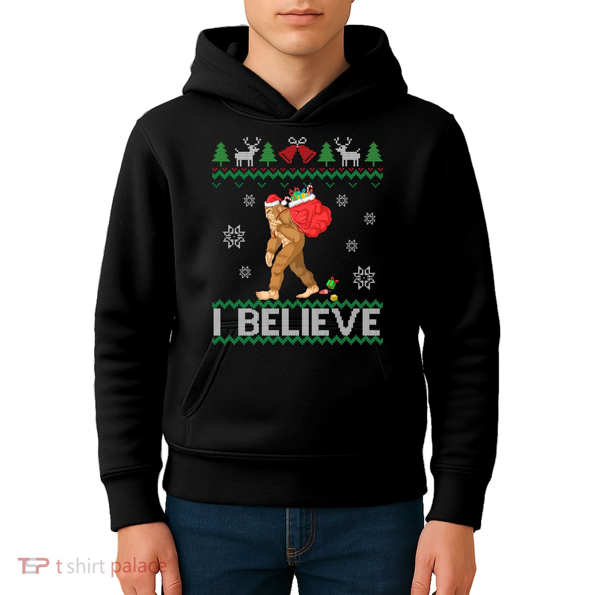 I Believe Bigfoot Christmas Kids Hoodie