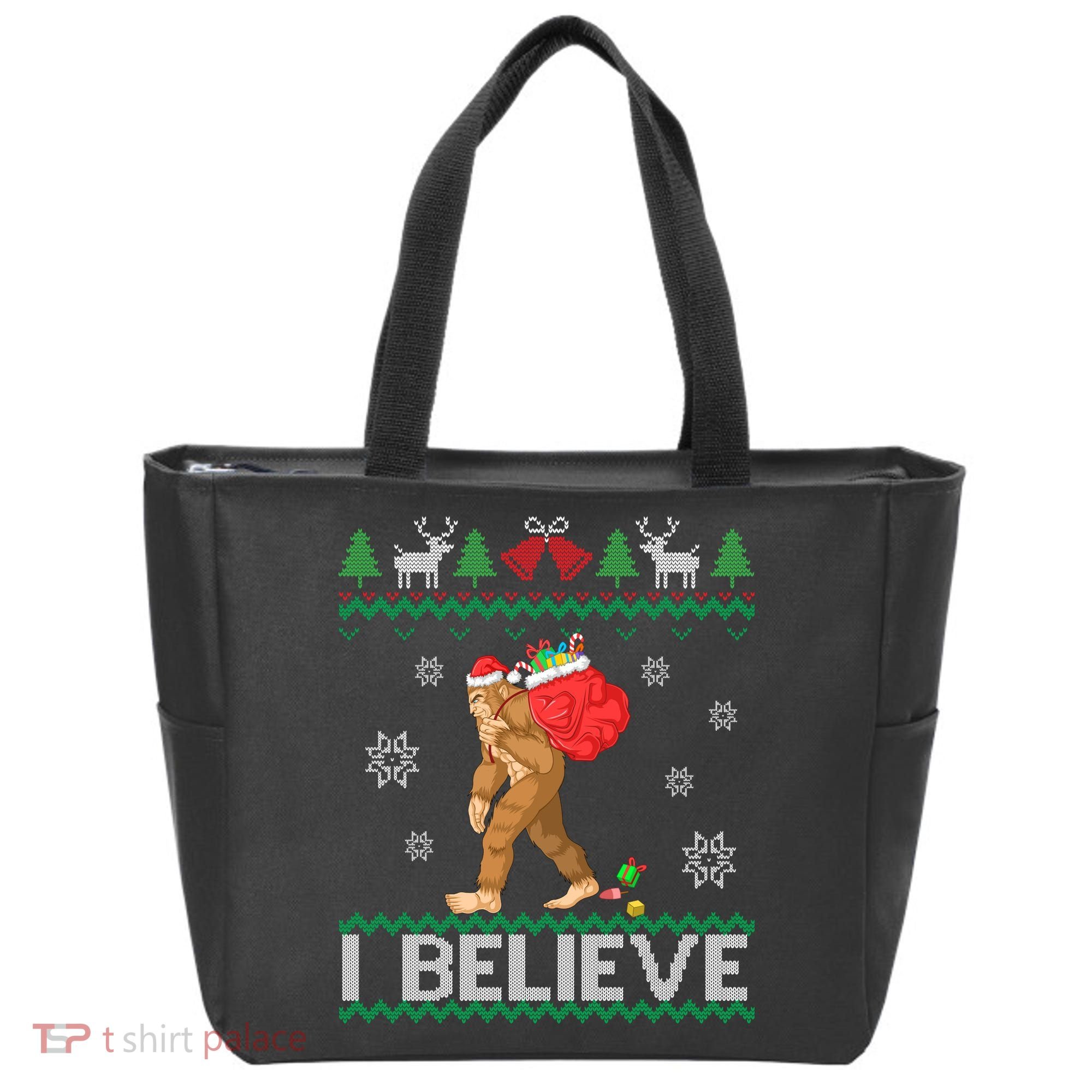 I Believe Bigfoot Christmas Tote Bag