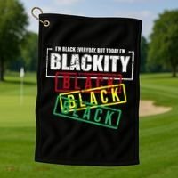 I'm Blackity Black African American Black Power Golf Towel thumb 1