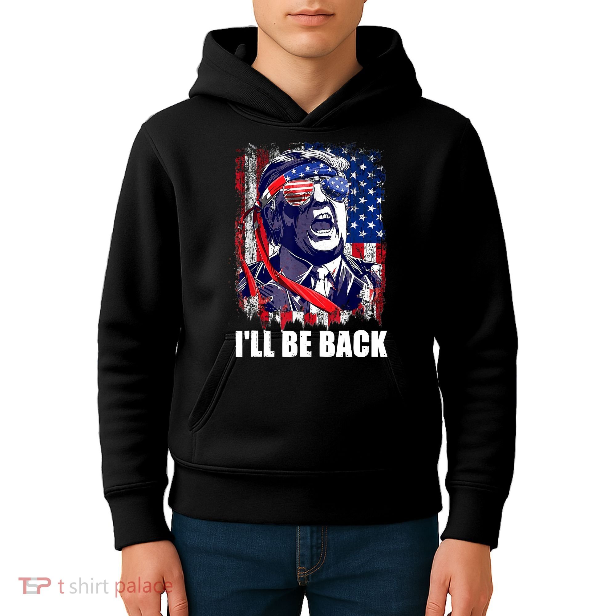 I'll Be Back Trump Make American Great Again, Trump 2024 Kids Hoodie