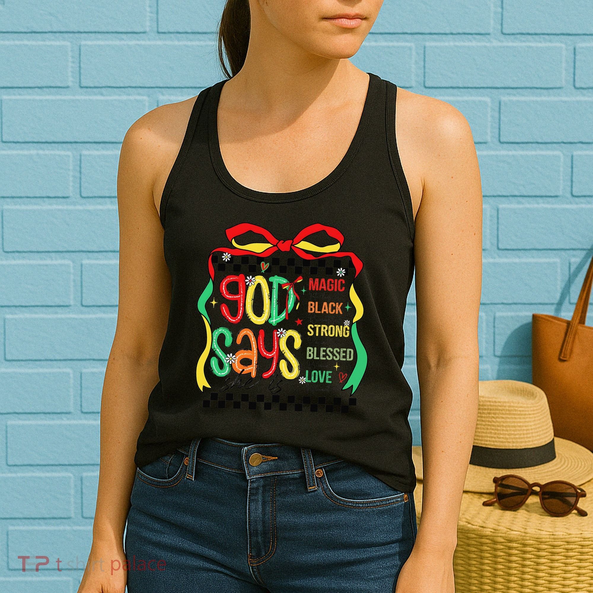 Intelligent Black Beautiful Coquette Bow Juneteenth 1865 Women's Tank Top