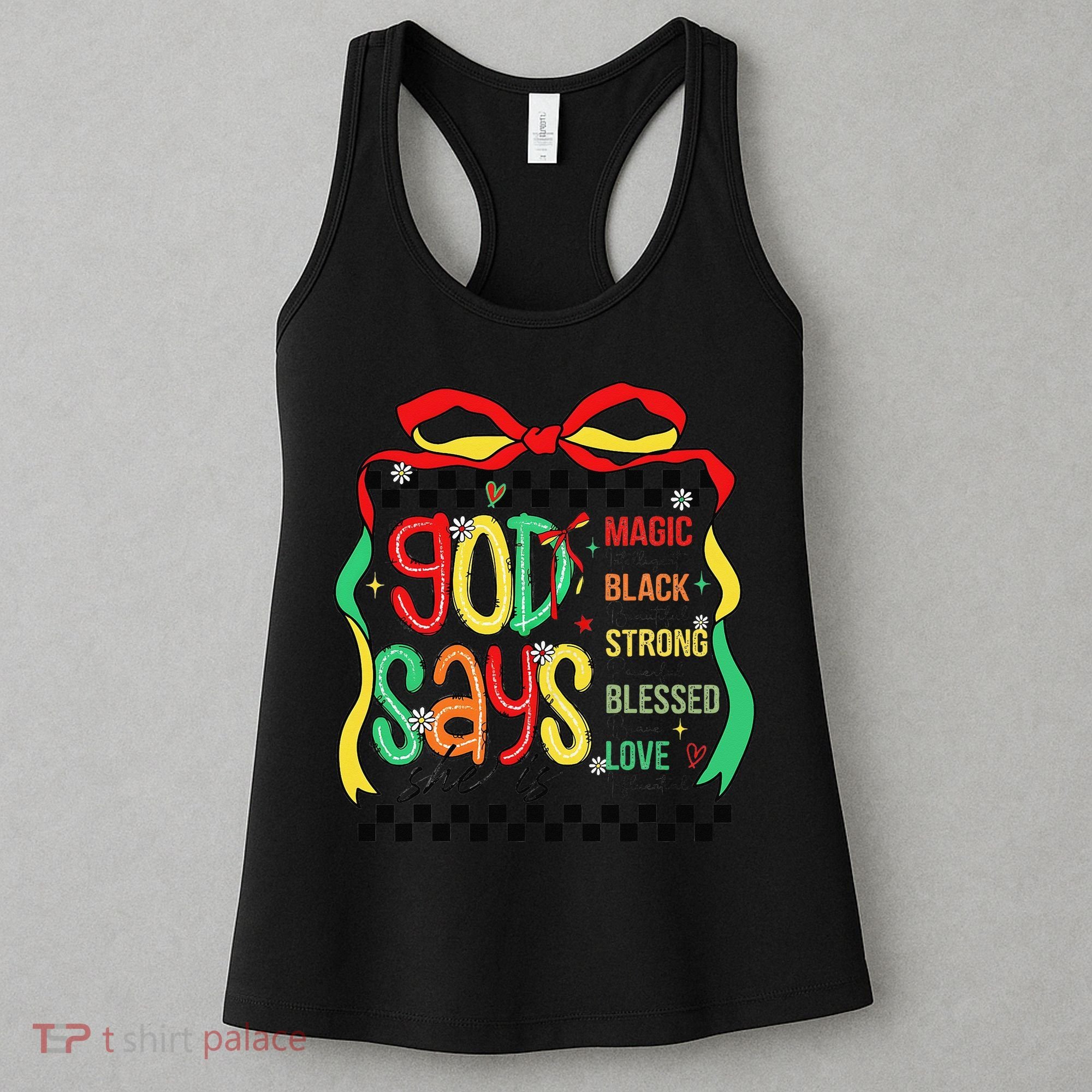 Intelligent Black Beautiful Coquette Bow Juneteenth 1865 Women's Tank Top