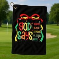 Intelligent Black Beautiful Coquette Bow Juneteenth 1865 Golf Towel thumb 1