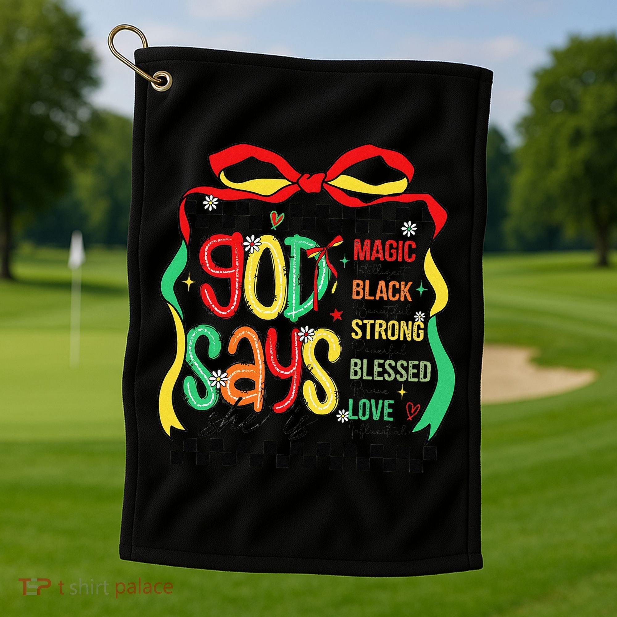 Intelligent Black Beautiful Coquette Bow Juneteenth 1865 Golf Towel
