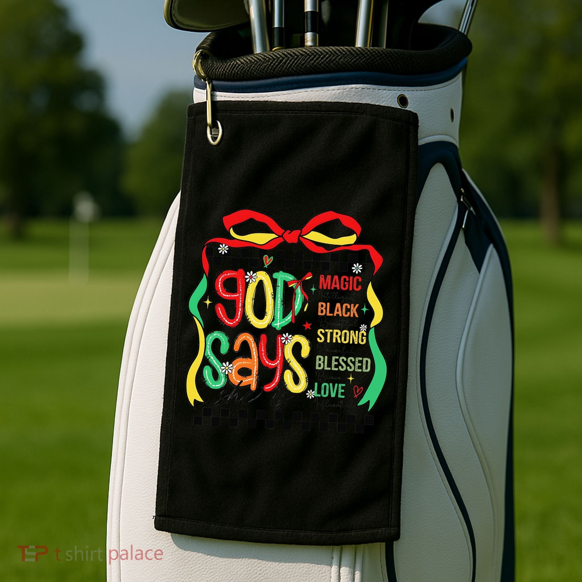Intelligent Black Beautiful Coquette Bow Juneteenth 1865 Golf Towel