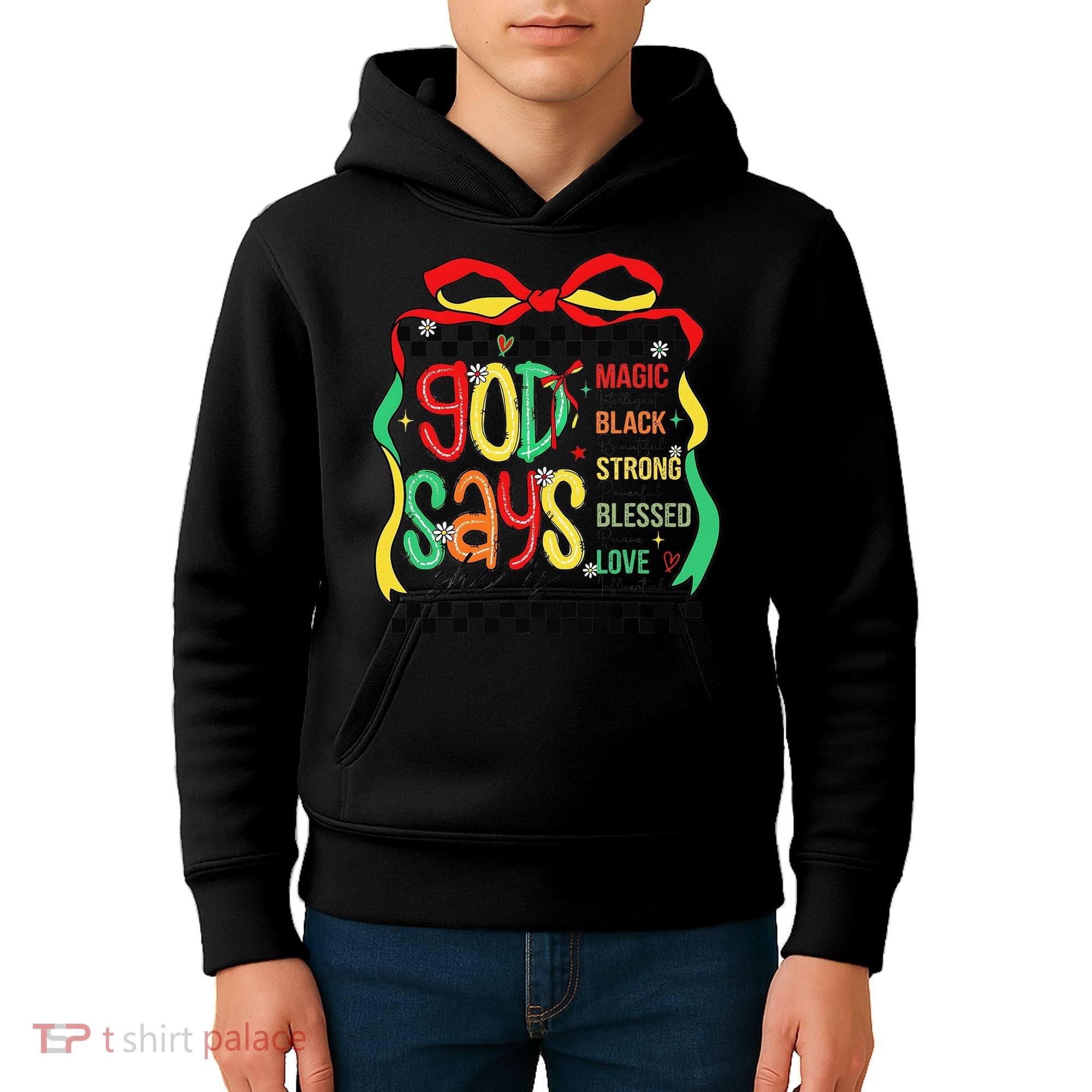 Intelligent Black Beautiful Coquette Bow Juneteenth 1865 Kids Hoodie