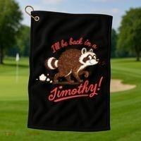 I'll Be Back In A Jimothy Raccoon Golf Towel thumb 1